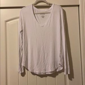 Long Sleeves Polyester V Neck T-shirt Blouses